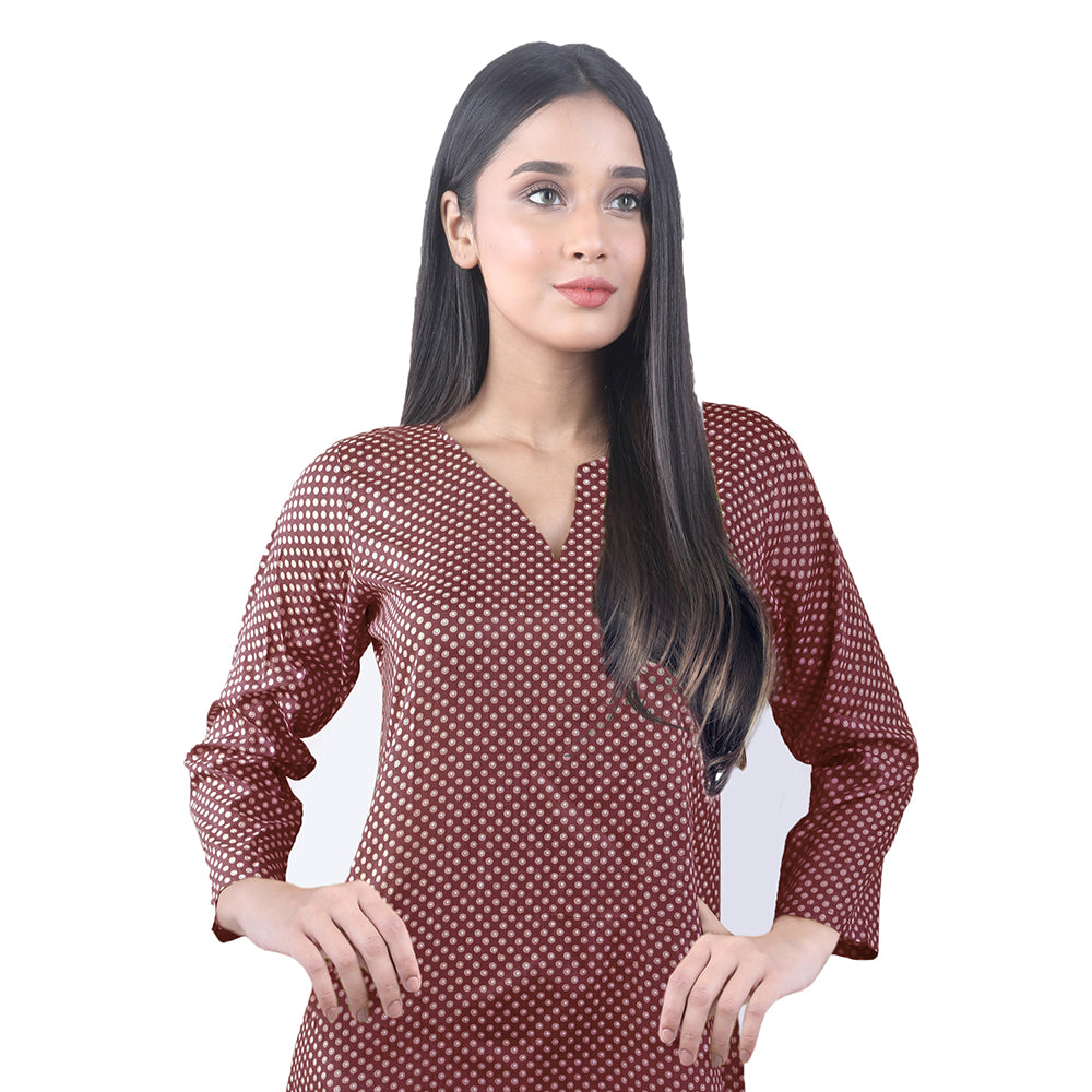 Karizma Chahat Printed Lawn 1 Pcs Un-Stitched Kurti - Dark Brown, Women, Unstitched Kurti, United Textiles, Chase Value