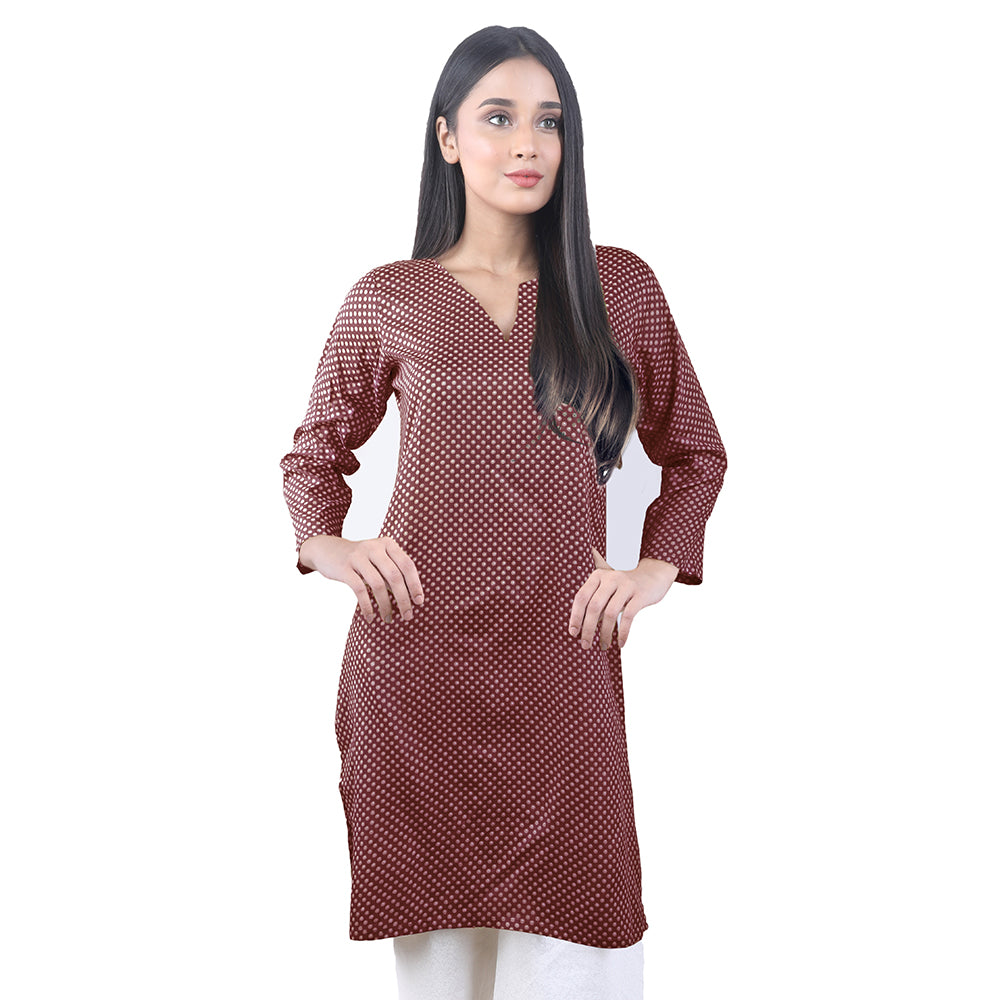 Karizma Chahat Printed Lawn 1 Pcs Un-Stitched Kurti - Dark Brown, Women, Unstitched Kurti, United Textiles, Chase Value
