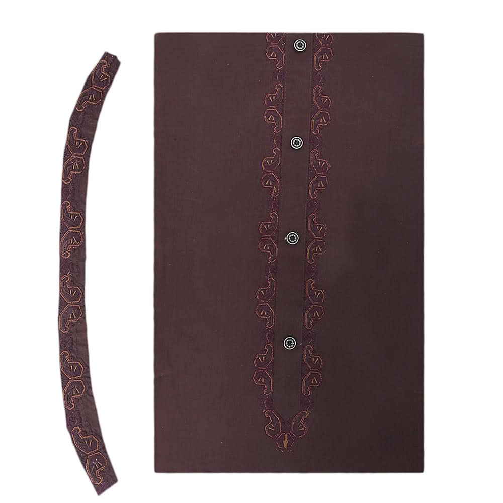 Men's Mashriq Embroidered Un-Stitched Suit - Dark-Brown, Men, Unstitched Fabric, Chase Value, Chase Value