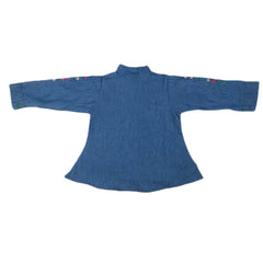 Girls Embroidered Denim Shirt - Dark Blue, Kids, Tops, Chase Value, Chase Value