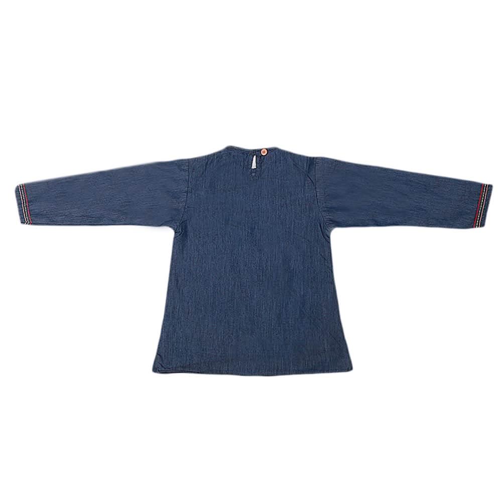 Girls Embroidered Denim Shirt - Dark Blue, Kids, Tops, Chase Value, Chase Value