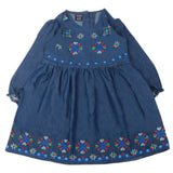 Girls Embroidered Denim Frock- Dark Blue, Kids, Girls Kurti, Chase Value, Chase Value