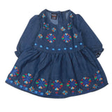 Girls Embroidered Denim Frock - Dark Blue, Kids, Girls Kurti, Chase Value, Chase Value
