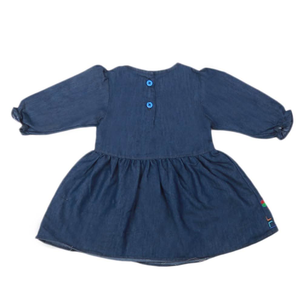 Girls Embroidered Denim Frock - Dark Blue, Kids, Girls Kurti, Chase Value, Chase Value