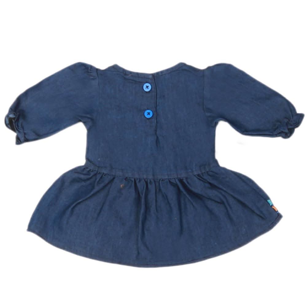 Newborn Girls Embroidered Denim Frock - Dark Blue, Kids, NB Girls Frocks, Chase Value, Chase Value
