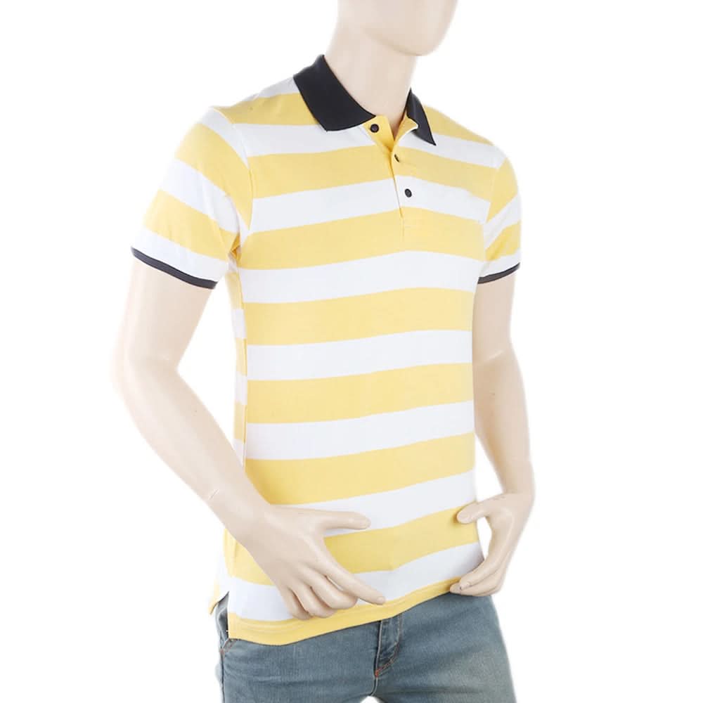 Men's Yarn Dyed Half Sleeves Polo T-Shirt - Yellow, Men, T-Shirts And Polos, Chase Value, Chase Value