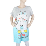 Women's Night Long T Shirt - Light Grey, Women, Night Suit, Chase Value, Chase Value