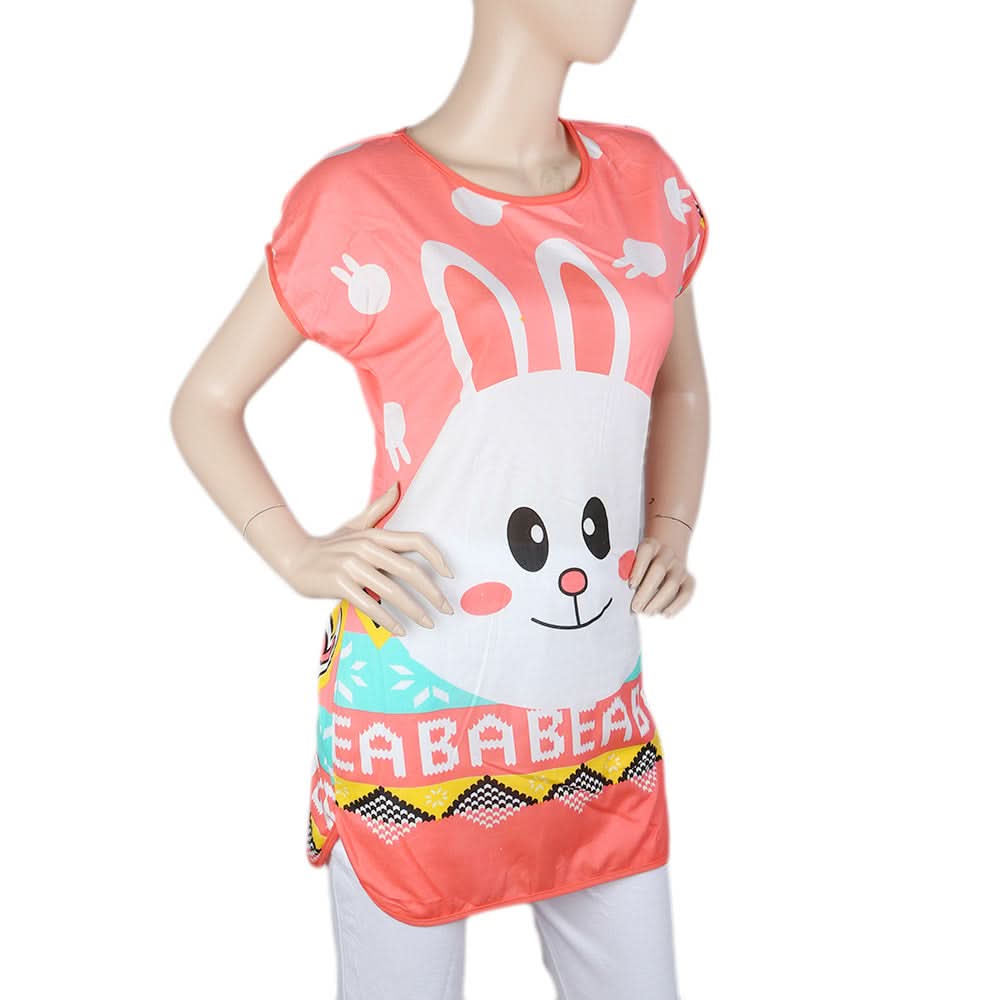 Women's Night T Shirt - Peach, Women, Night Suit, Chase Value, Chase Value