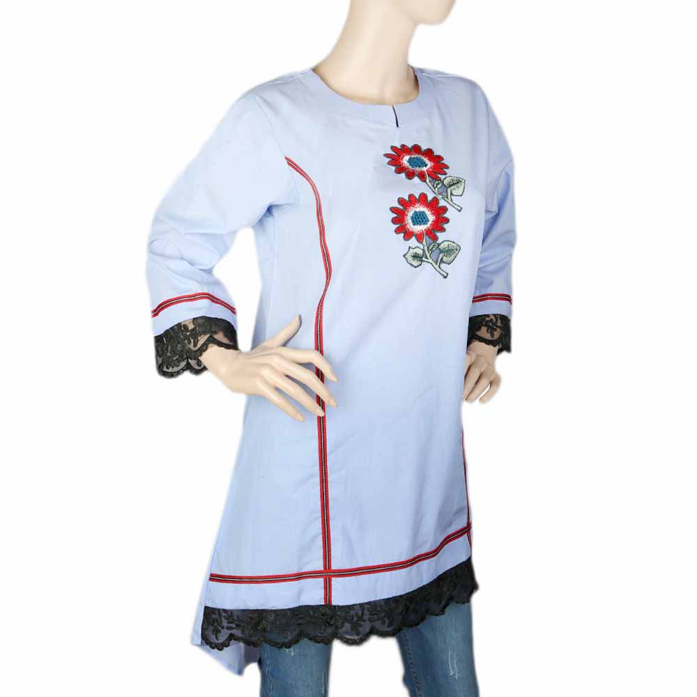 Women's Embroidered Kurti - Sky Blue, Women, Ready Kurtis, Chase Value, Chase Value