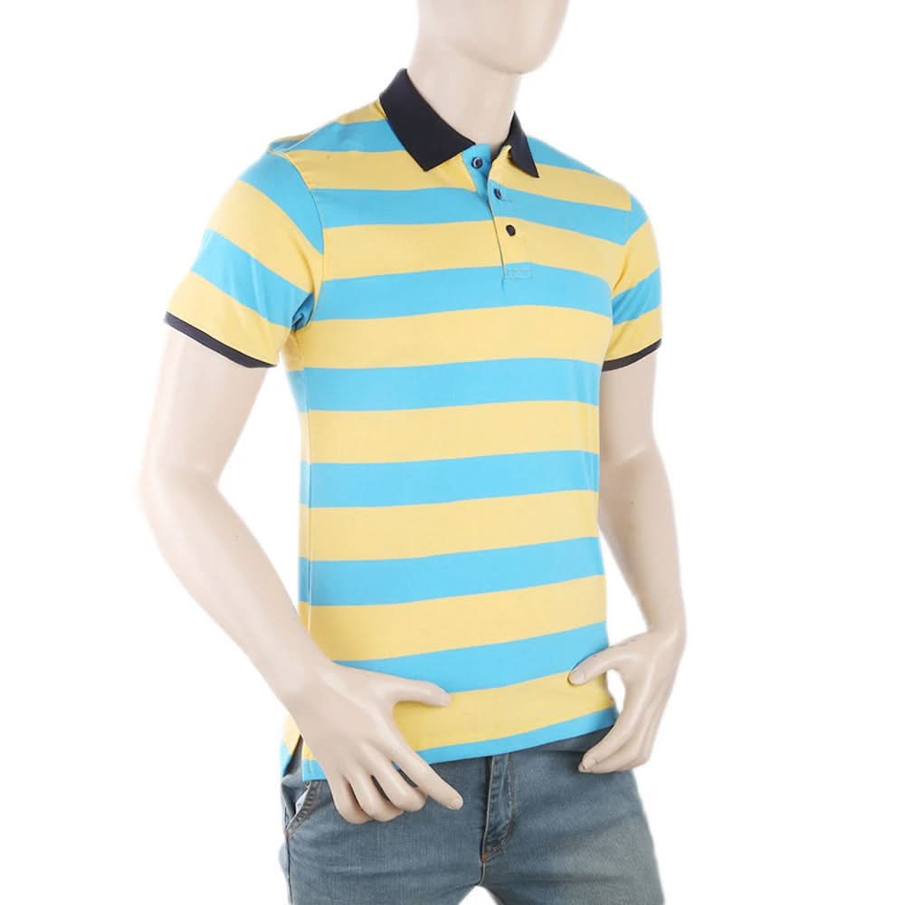 Men's Yarn Dyed Half Sleeves Polo T-Shirt - Yellow, Men, T-Shirts And Polos, Chase Value, Chase Value