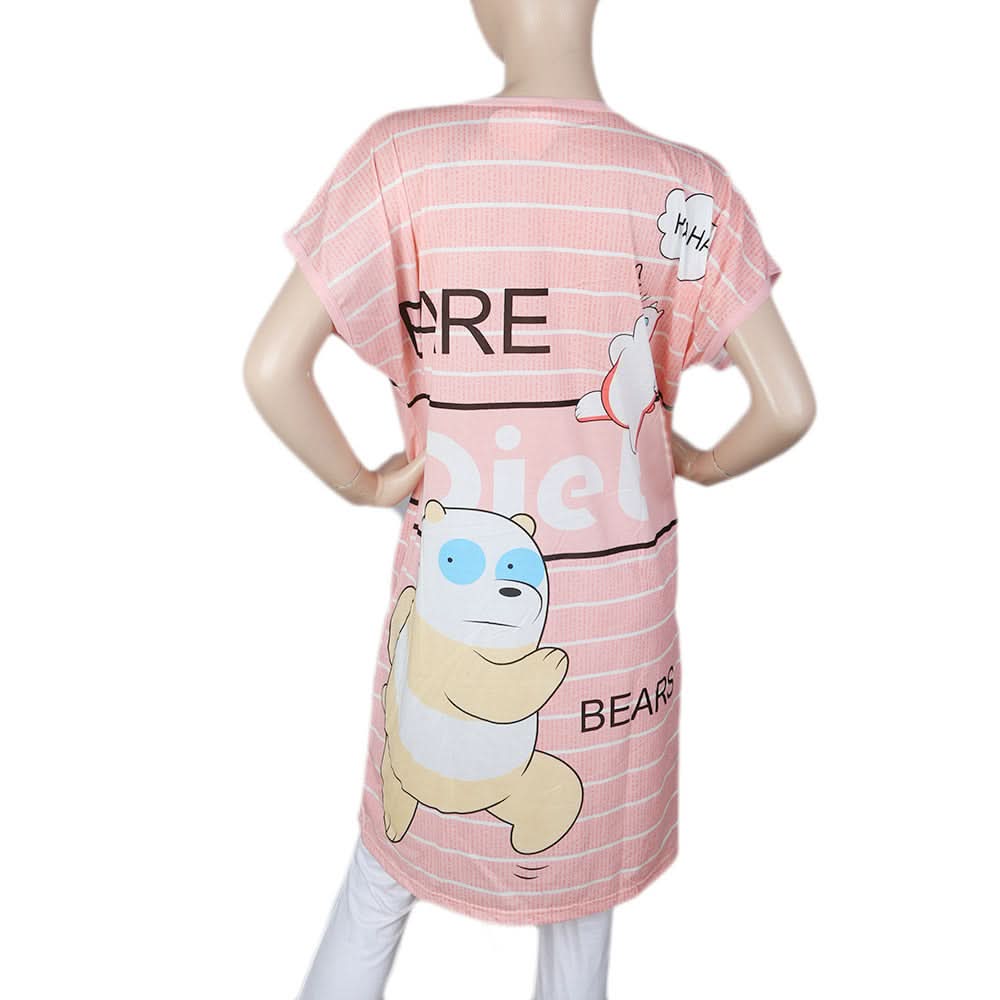 Women's Night Long T Shirt - Pink, Women, Night Suit, Chase Value, Chase Value