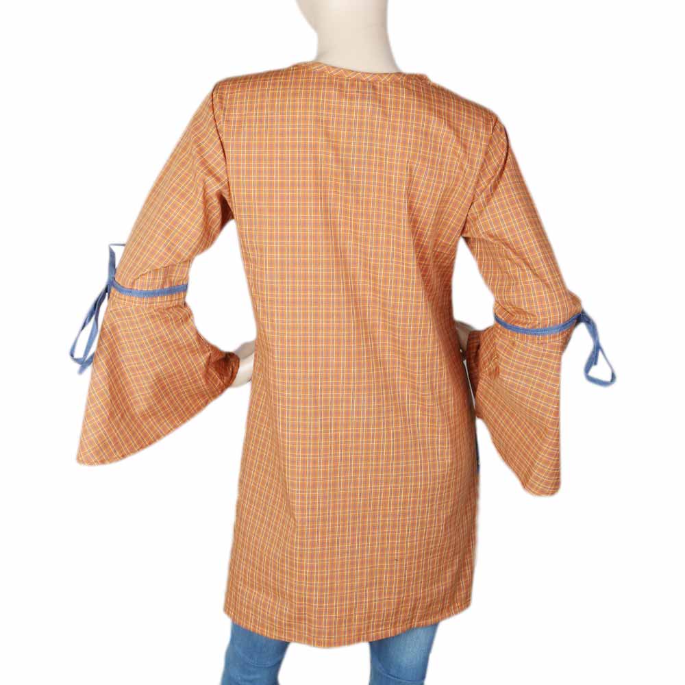 Women's Embroidered Check Top - Rust, Women, T-Shirts And Tops, Chase Value, Chase Value