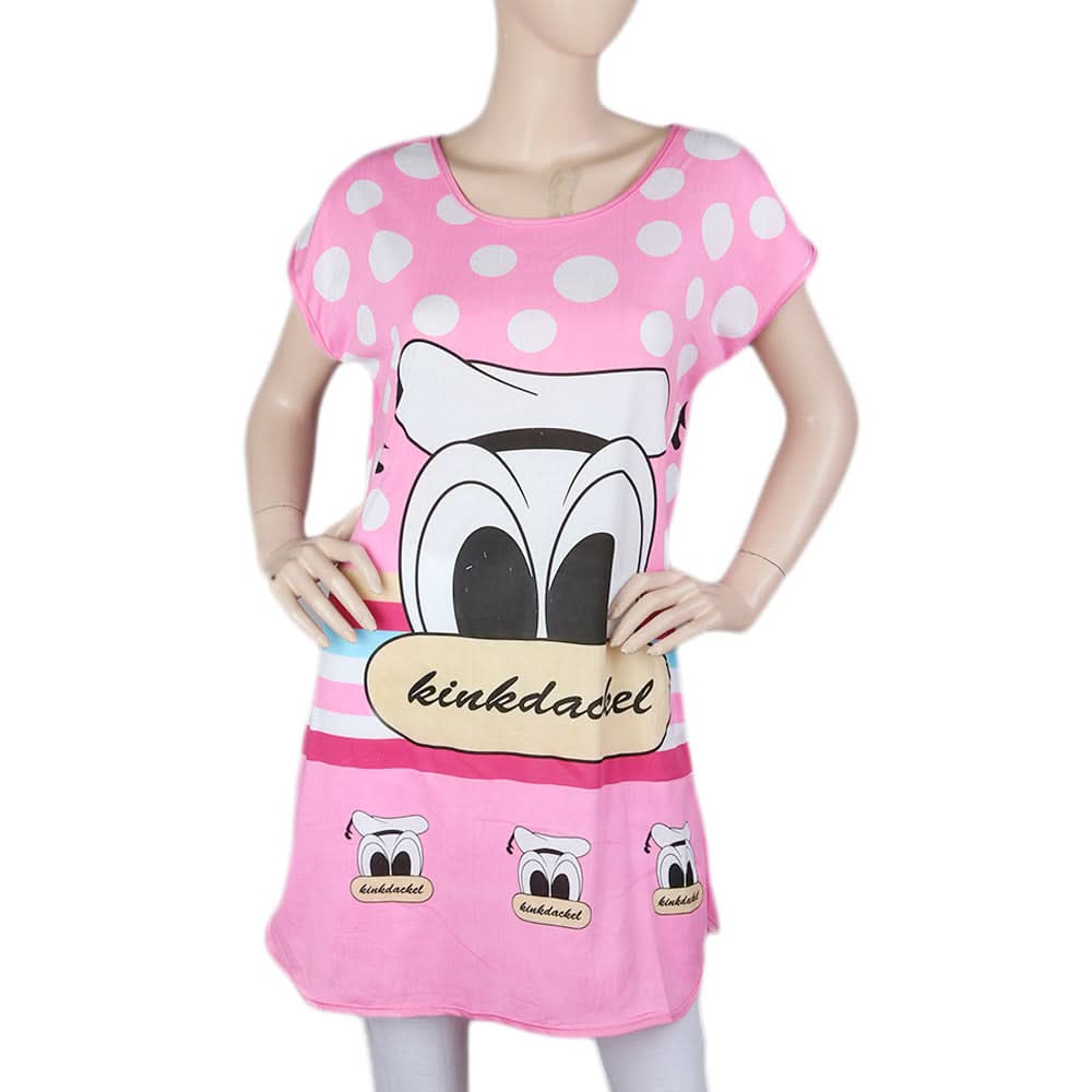 Women's Night T Shirt - Light Pink, Women, Night Suit, Chase Value, Chase Value