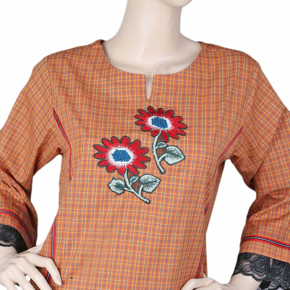 Women's Embroidered Kurti - Rust, Women, Ready Kurtis, Chase Value, Chase Value