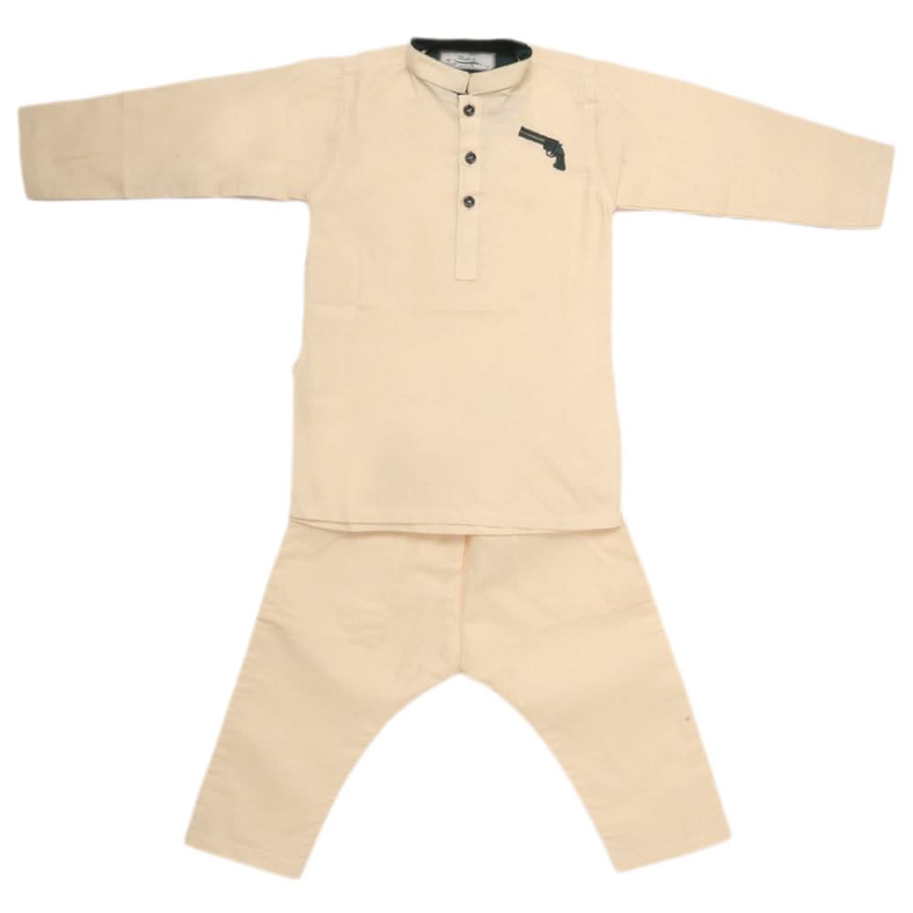Boys Embroidered Kurta Pajama - Fawn, Kids, Boys Shalwar Kameez, Chase Value, Chase Value