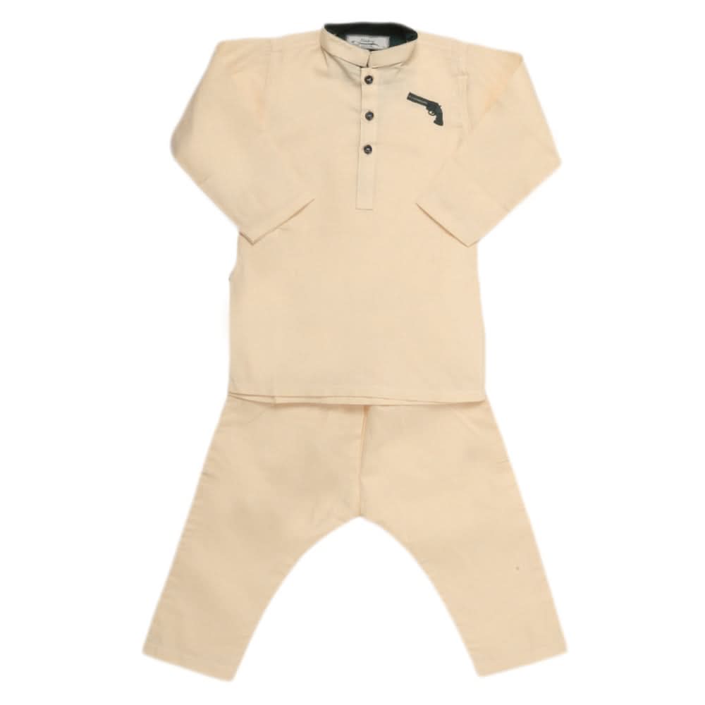 Boys Embroidered Kurta Pajama - Fawn, Kids, Boys Shalwar Kameez, Chase Value, Chase Value