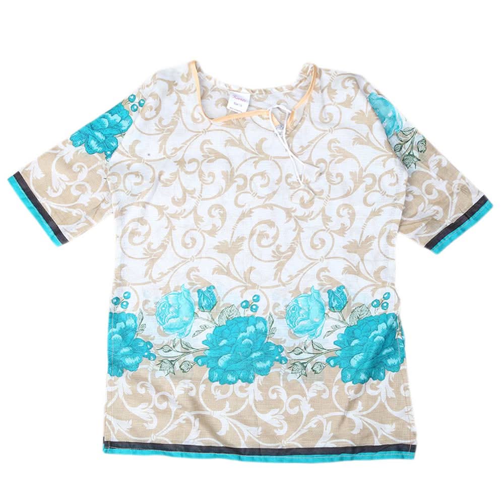 Girls Lawn Printed Kurti - White, Kids, Girls Kurti, Chase Value, Chase Value