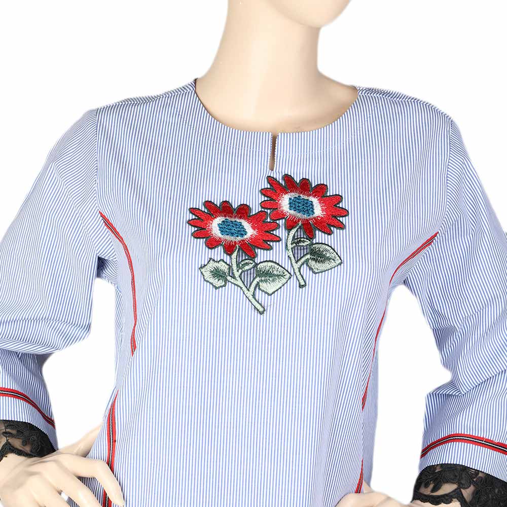 Women's Embroidered Kurti - Blue, Women, Ready Kurtis, Chase Value, Chase Value