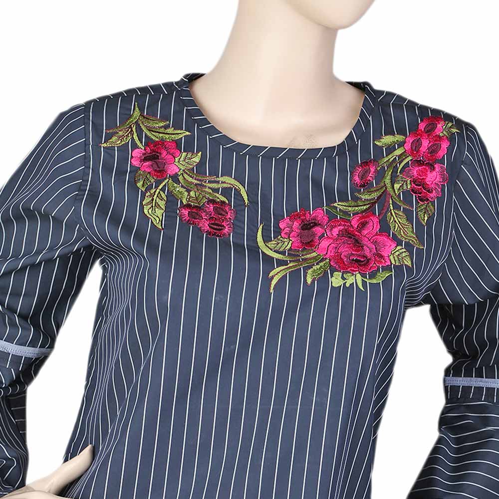 Women's Embroidered Stripe Top - Black, Women, T-Shirts And Tops, Chase Value, Chase Value