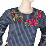 Women's Embroidered Stripe Top - Black, Women, T-Shirts And Tops, Chase Value, Chase Value
