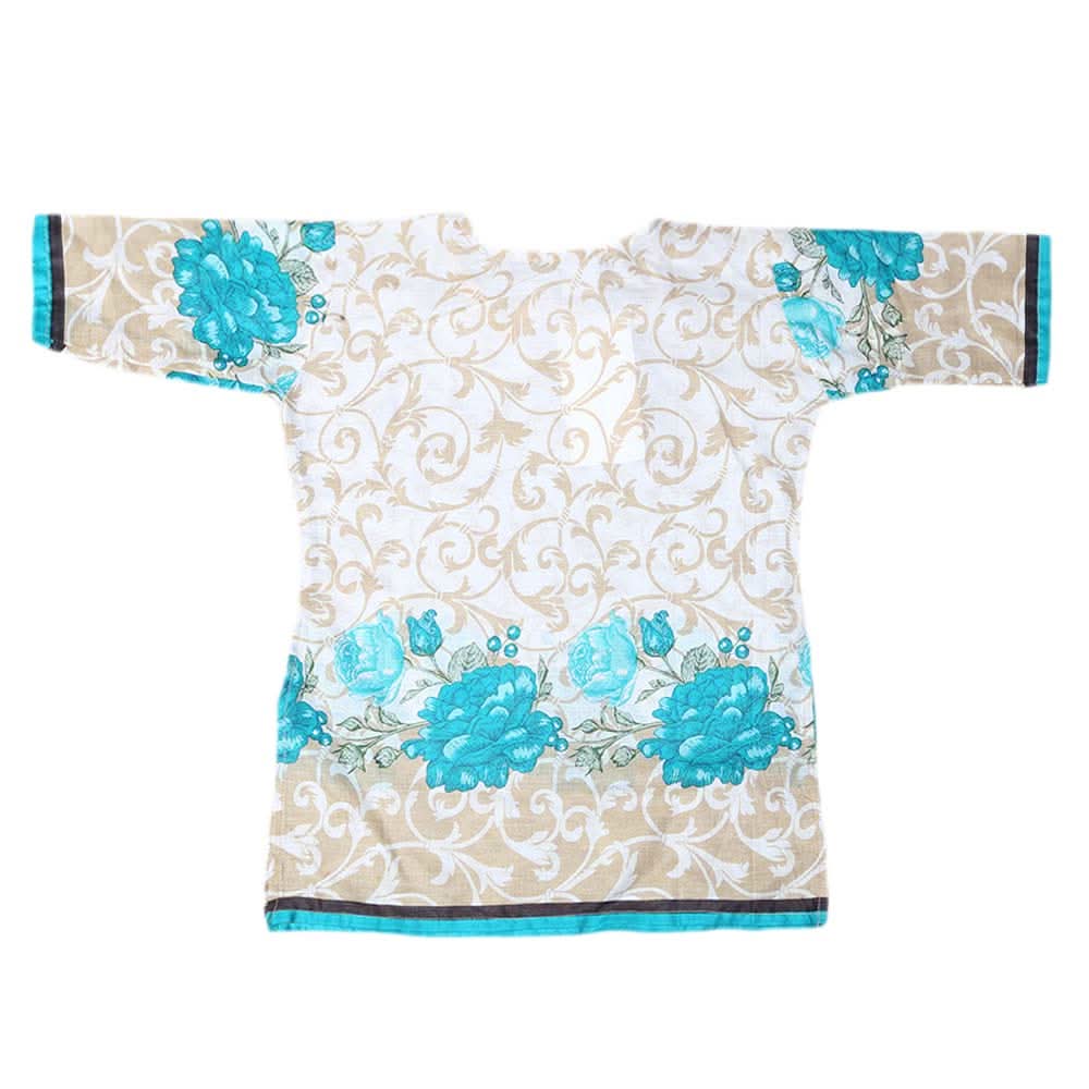 Girls Lawn Printed Kurti - White, Kids, Girls Kurti, Chase Value, Chase Value