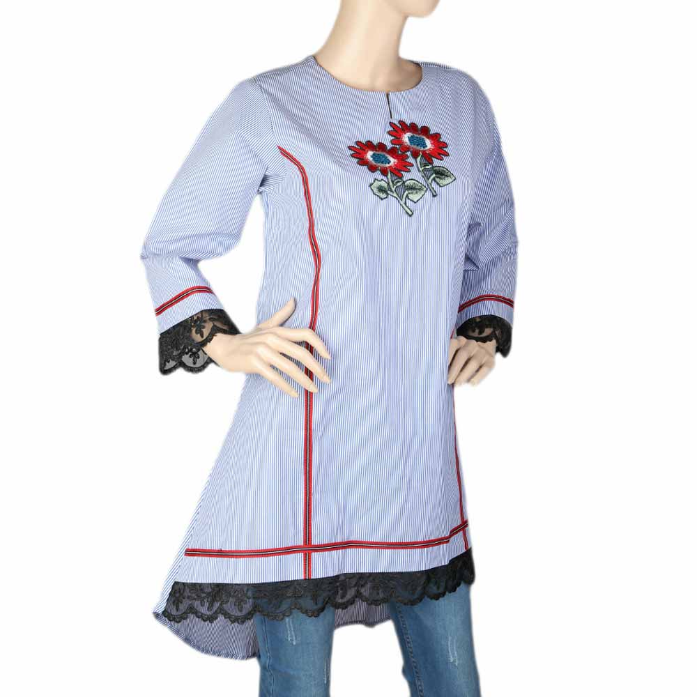 Women's Embroidered Kurti - Blue, Women, Ready Kurtis, Chase Value, Chase Value