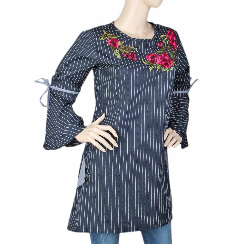 Women's Embroidered Stripe Top - Black, Women, T-Shirts And Tops, Chase Value, Chase Value