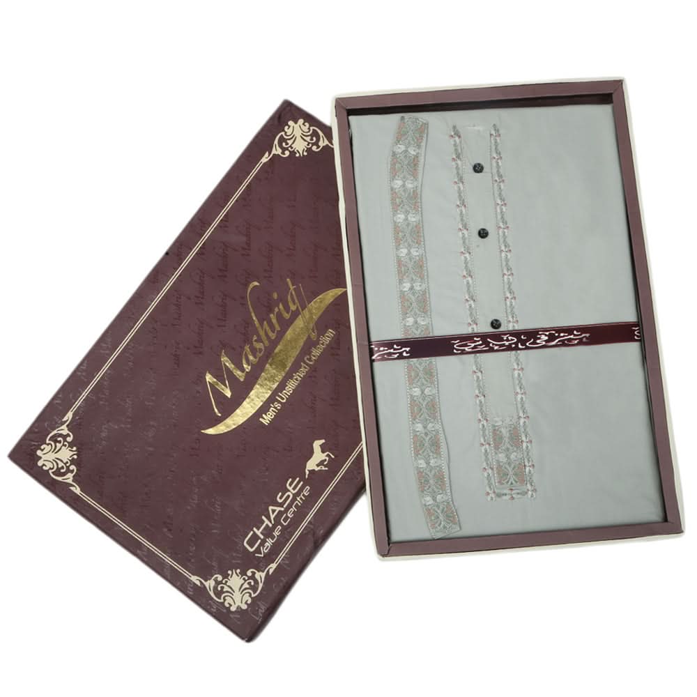Men's Mashriq Embroidered Un-Stitched Suit - Green, Men, Unstitched Fabric, Chase Value, Chase Value