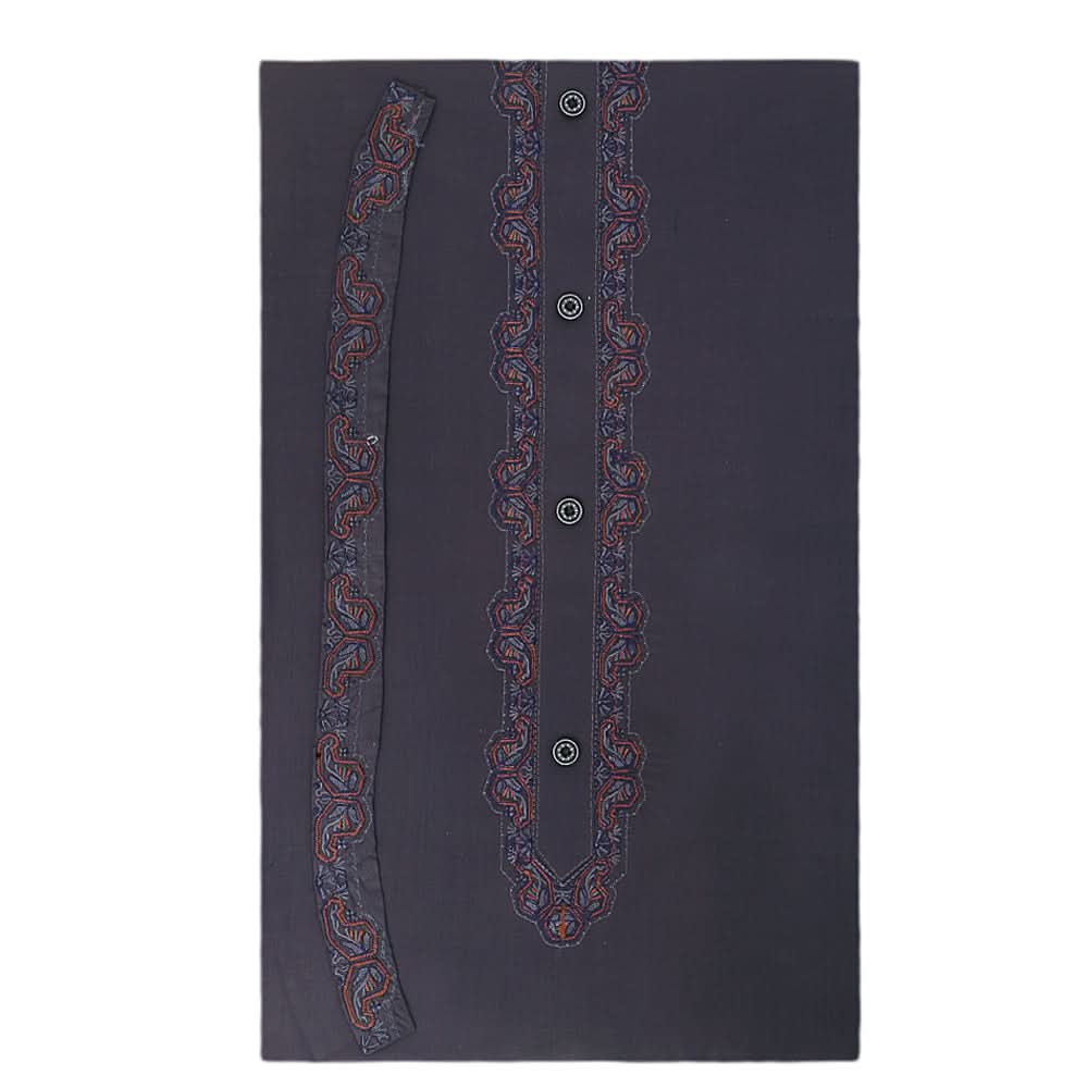Men's Mashriq Embroidered Un-Stitched Suit - Grey, Men, Unstitched Fabric, Chase Value, Chase Value