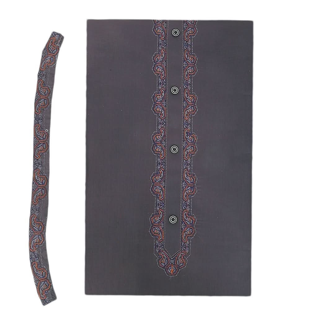 Men's Mashriq Embroidered Un-Stitched Suit - Grey, Men, Unstitched Fabric, Chase Value, Chase Value