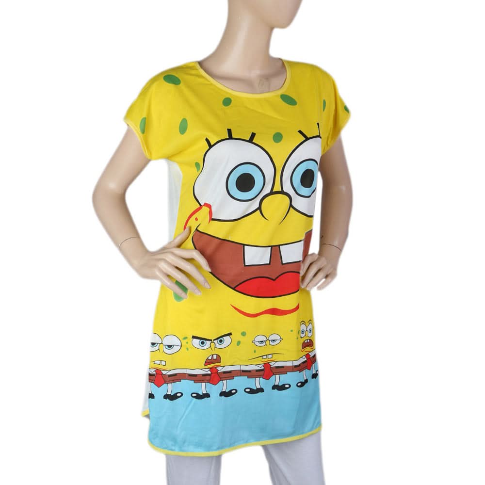Women's Night T Shirt - Yellow, Women, Night Suit, Chase Value, Chase Value