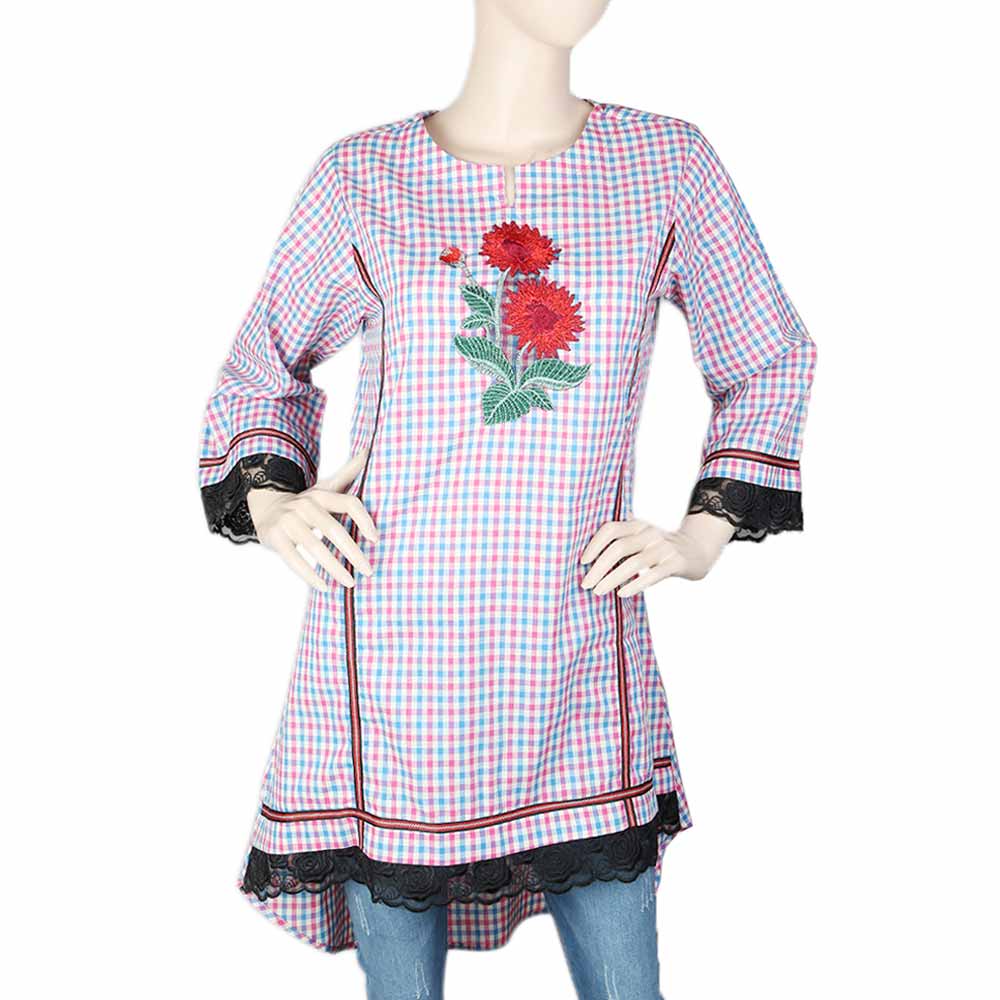 Women's Embroidered Kurti - Pink, Women, Ready Kurtis, Chase Value, Chase Value