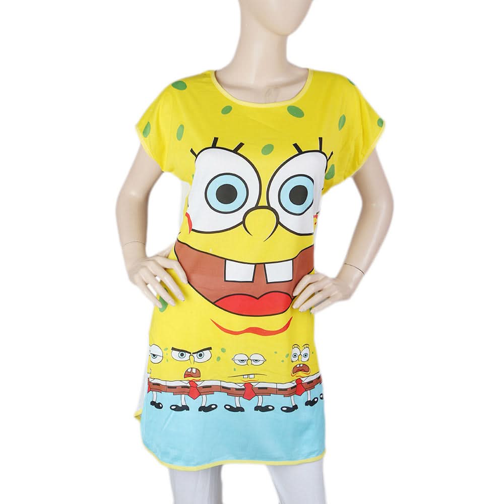 Women's Night T Shirt - Yellow, Women, Night Suit, Chase Value, Chase Value