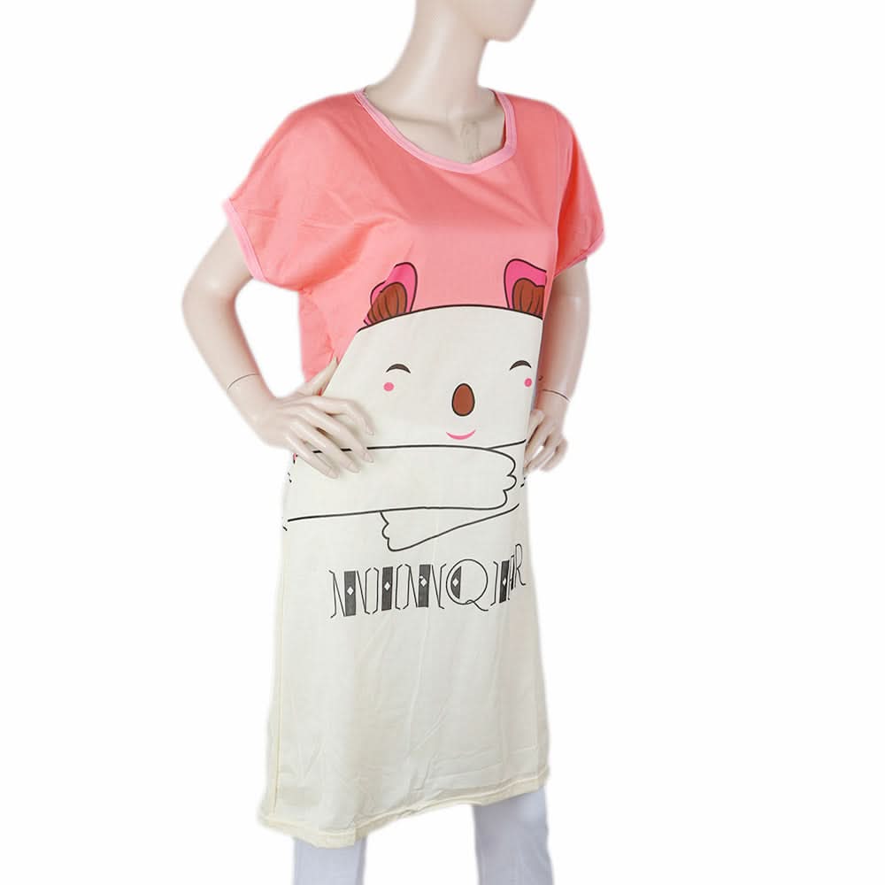 Women's Night Long T Shirt - Dark Pink, Women, Night Suit, Chase Value, Chase Value