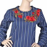 Women's Embroidered Stripe Top - Royal Blue, Women, T-Shirts And Tops, Chase Value, Chase Value