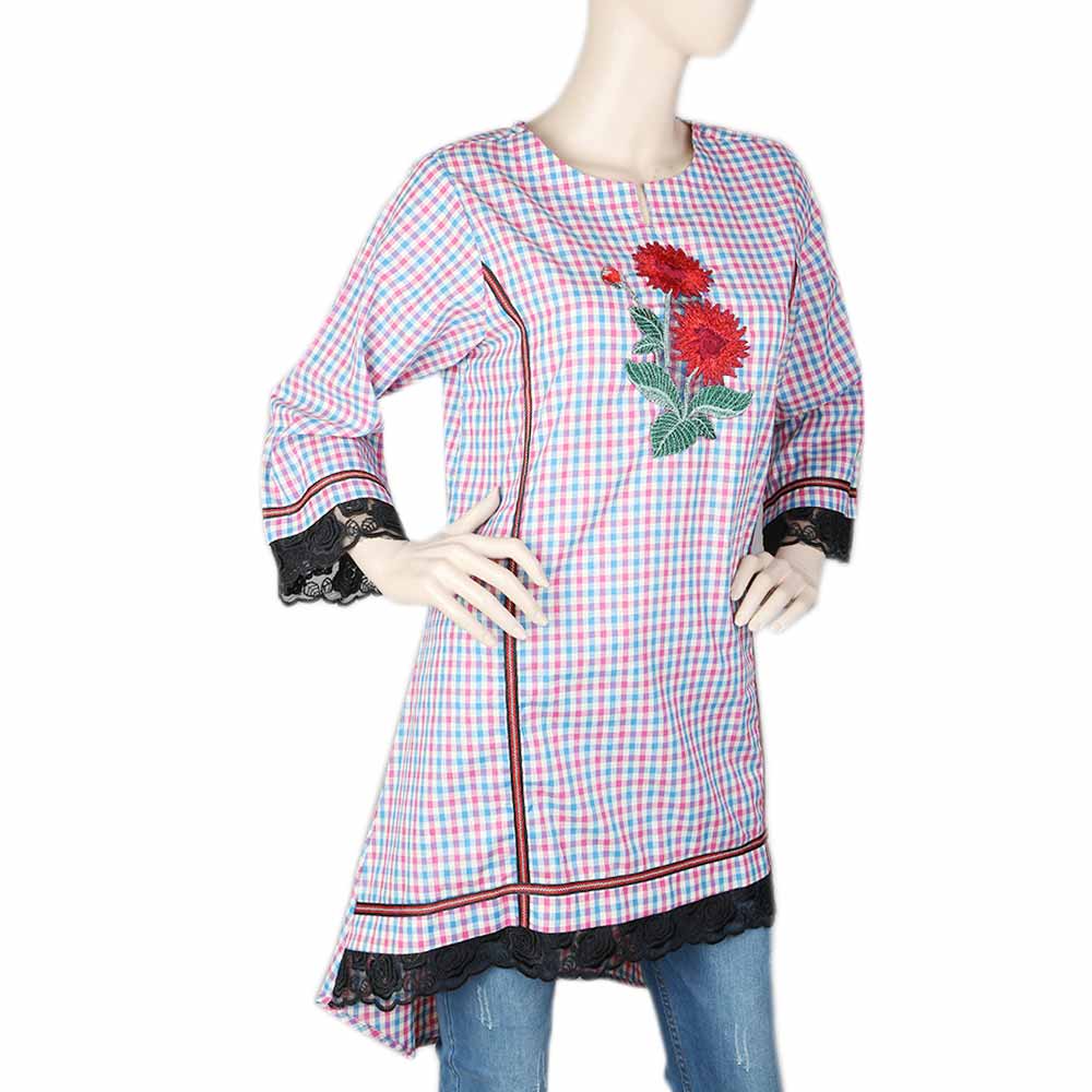 Women's Embroidered Kurti - Pink, Women, Ready Kurtis, Chase Value, Chase Value