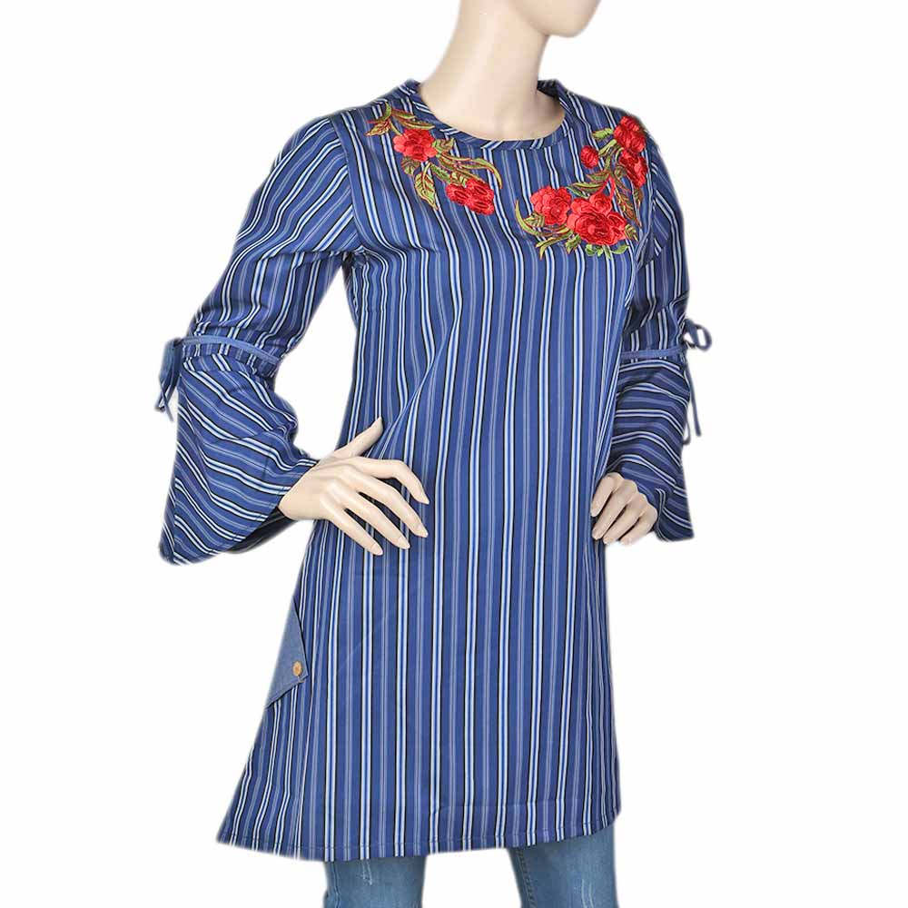 Women's Embroidered Stripe Top - Royal Blue, Women, T-Shirts And Tops, Chase Value, Chase Value
