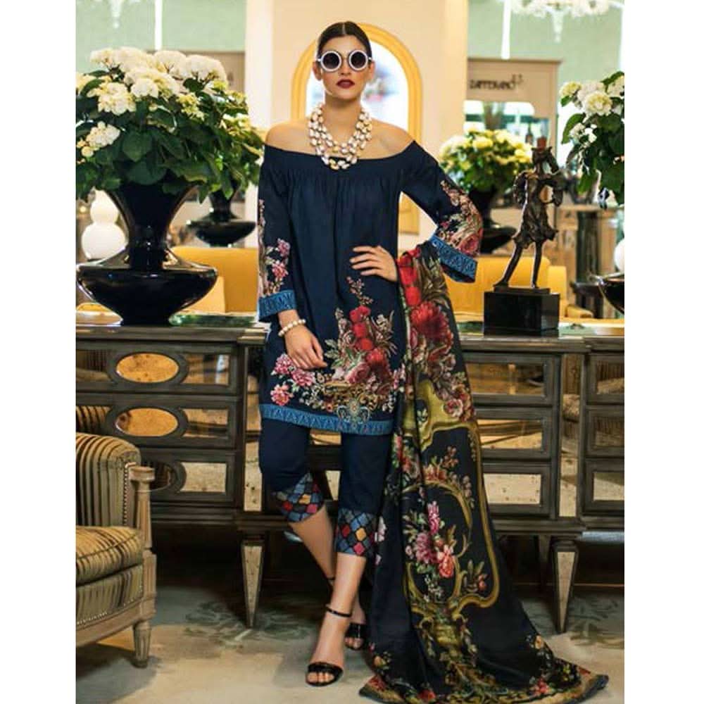 Honey Waqar Luxury Embroidered Lawn 3 Piece Un-Stitched Suit - A10, Women, 3Pcs Shalwar Suit, Regalia Textiles, Chase Value