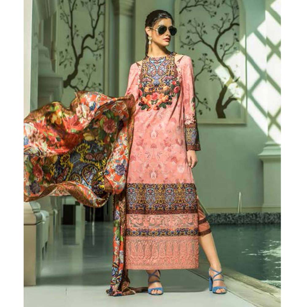 Honey Waqar Luxury Embroidered Lawn 3 Piece Un-Stitched Suit - B2, Women, 3Pcs Shalwar Suit, Regalia Textiles, Chase Value