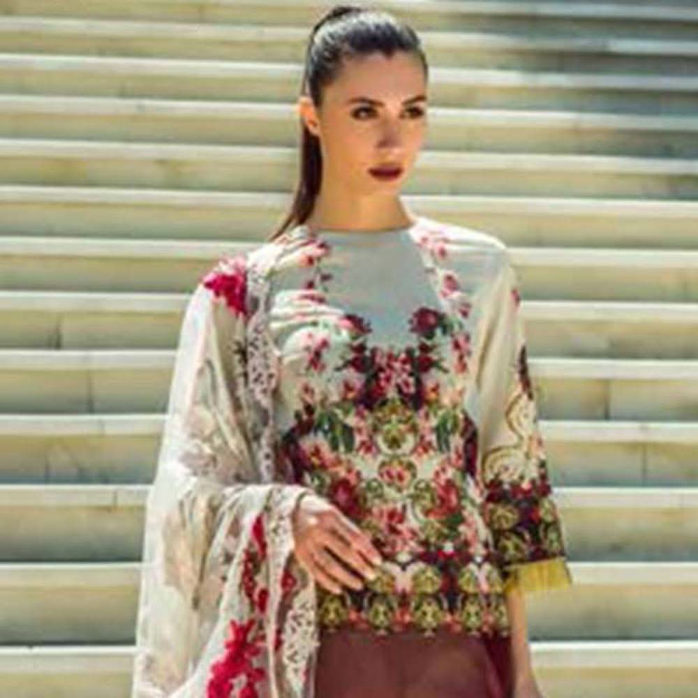 Honey Waqar Luxury Embroidered Lawn 3 Piece Un-Stitched Suit - B6, Women, 3Pcs Shalwar Suit, Regalia Textiles, Chase Value
