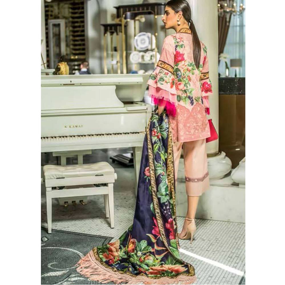 Honey Waqar Luxury Embroidered Lawn 3 Piece Un-Stitched Suit - B7, Women, 3Pcs Shalwar Suit, Regalia Textiles, Chase Value