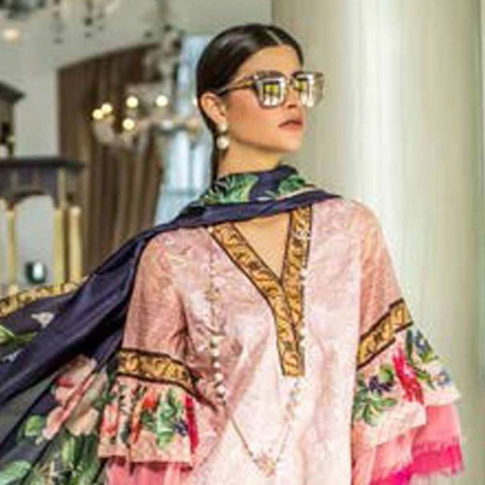 Honey Waqar Luxury Embroidered Lawn 3 Piece Un-Stitched Suit - B7, Women, 3Pcs Shalwar Suit, Regalia Textiles, Chase Value