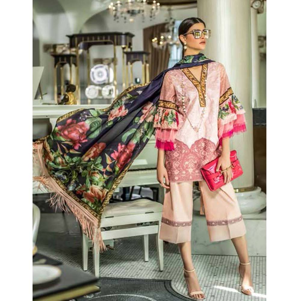 Honey Waqar Luxury Embroidered Lawn 3 Piece Un-Stitched Suit - B7, Women, 3Pcs Shalwar Suit, Regalia Textiles, Chase Value