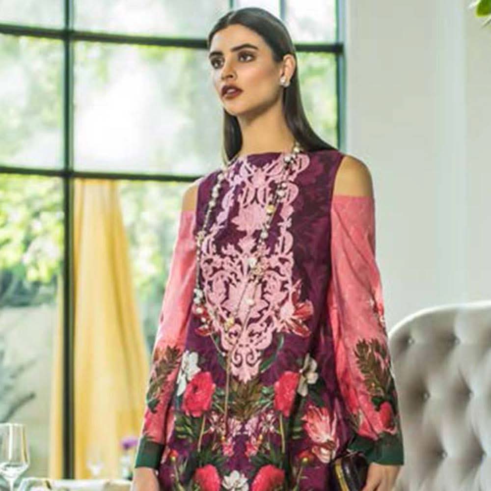 Honey Waqar Luxury Embroidered Lawn 3 Piece Un-Stitched Suit - B8, Women, 3Pcs Shalwar Suit, Regalia Textiles, Chase Value