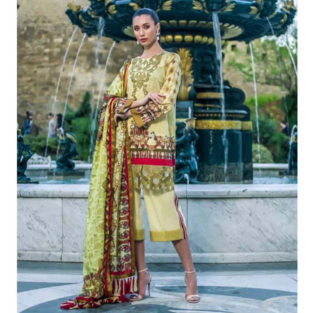 Honey Waqar Luxury Embroidered Lawn 3 Piece Un-Stitched Suit - A9, Women, 3Pcs Shalwar Suit, Regalia Textiles, Chase Value