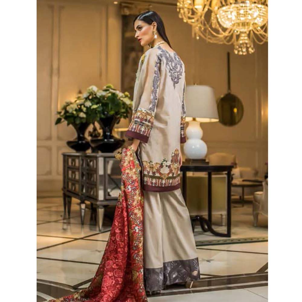 Honey Waqar Luxury Embroidered Lawn 3 Piece Un-Stitched Suit - B9, Women, 3Pcs Shalwar Suit, Regalia Textiles, Chase Value