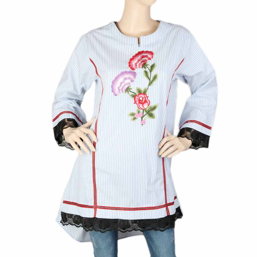 Women's Embroidered Kurti - Light Blue, Women, Ready Kurtis, Chase Value, Chase Value