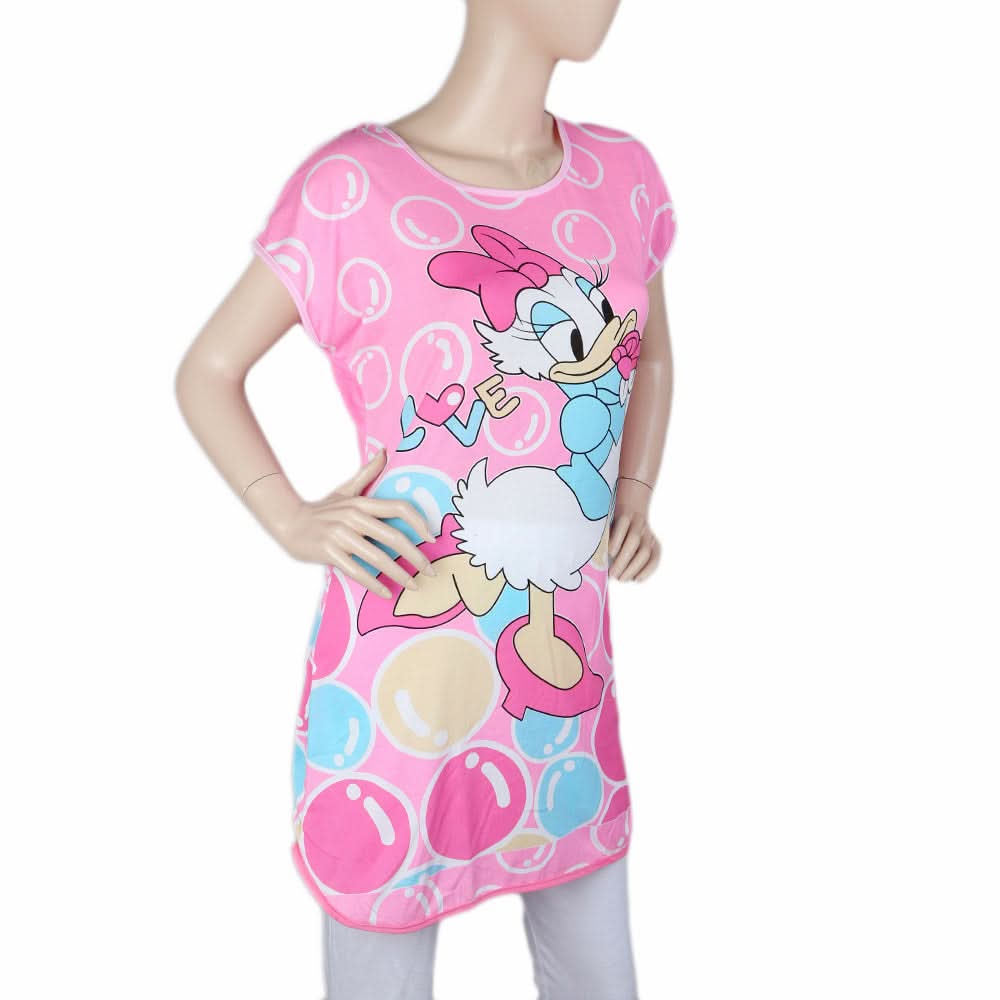 Women's Night T Shirt - Pink, Women, Night Suit, Chase Value, Chase Value