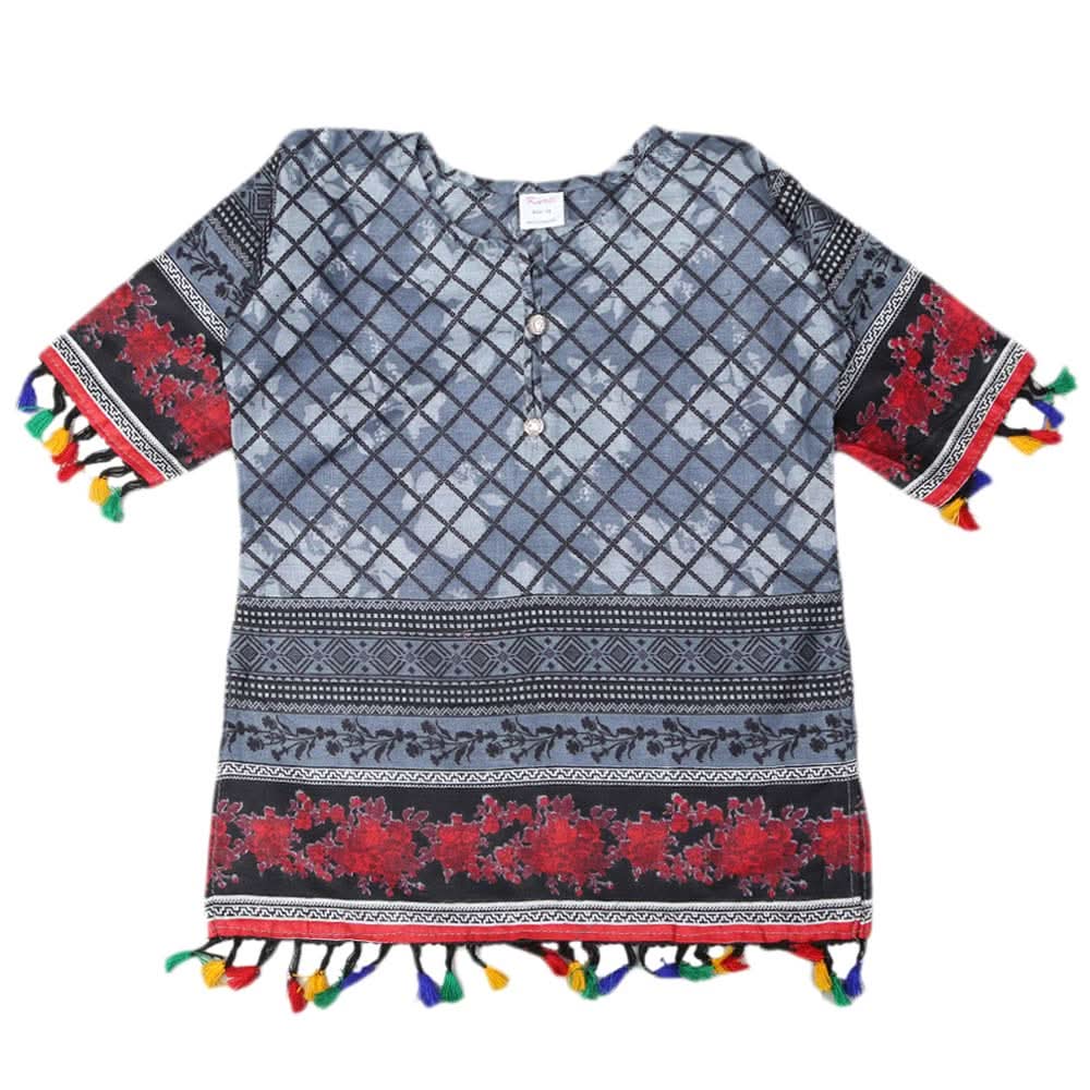 Girls Lawn Printed Kurti - Grey, Kids, Girls Kurti, Chase Value, Chase Value