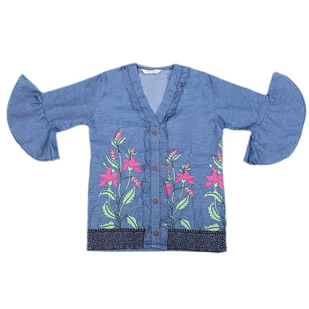 Girls Embroidered Denim Kurti - Blue, Kids, Girls Kurti, Chase Value, Chase Value